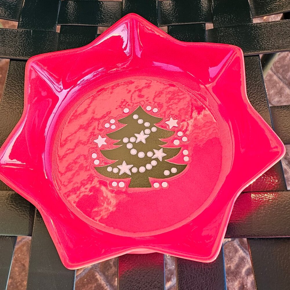 Waechtersbach Holiday Bowl Christmas Tree 10" Red Star Shaped Dish Germany